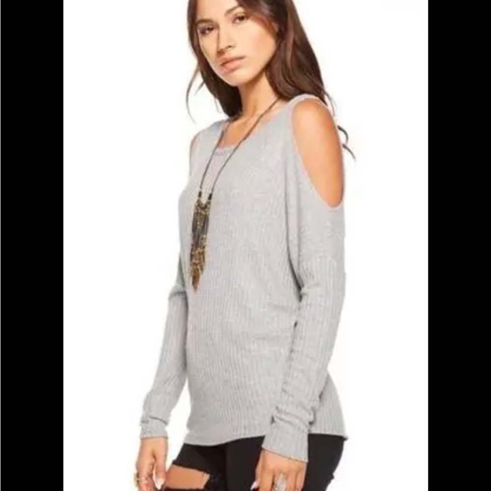 Chaser Cold Shoulder soft sweater in medium